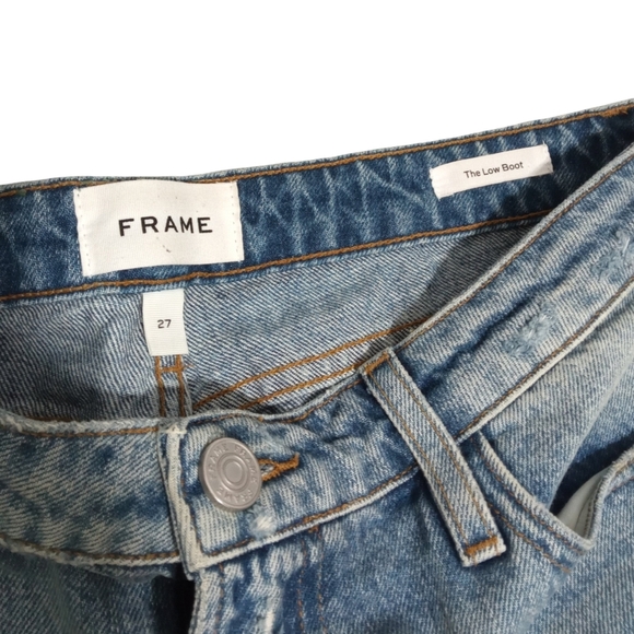FRAME Women’s The Low Boot Light Wash Ripped Destroyed Jeans Size 27 - Picture 2 of 7